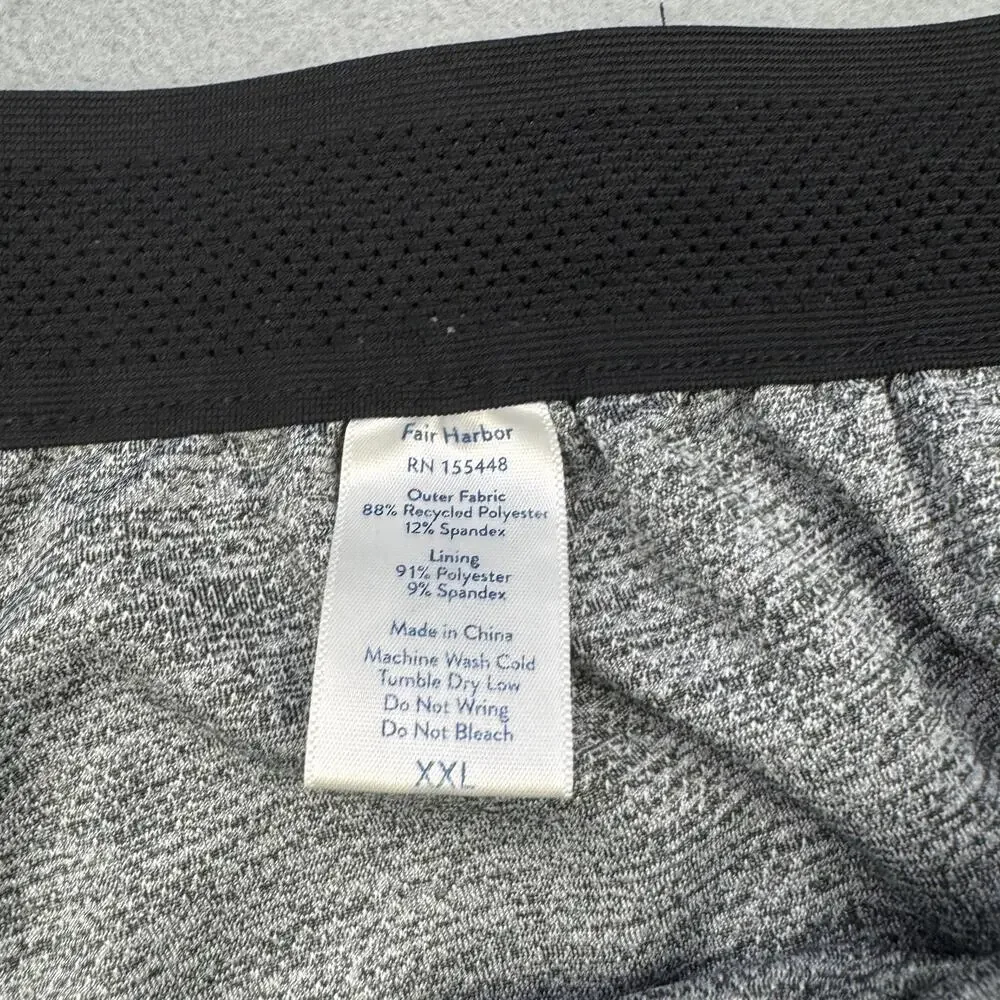 Fair Harbor Swim Trunks Mens 2XL Black Striped Board Shorts Lined Stretch
